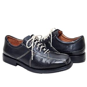 SANDRO MOSCOLONI Comfort Gel Oxfords Sz 10 Black Leather Square Bike Toe